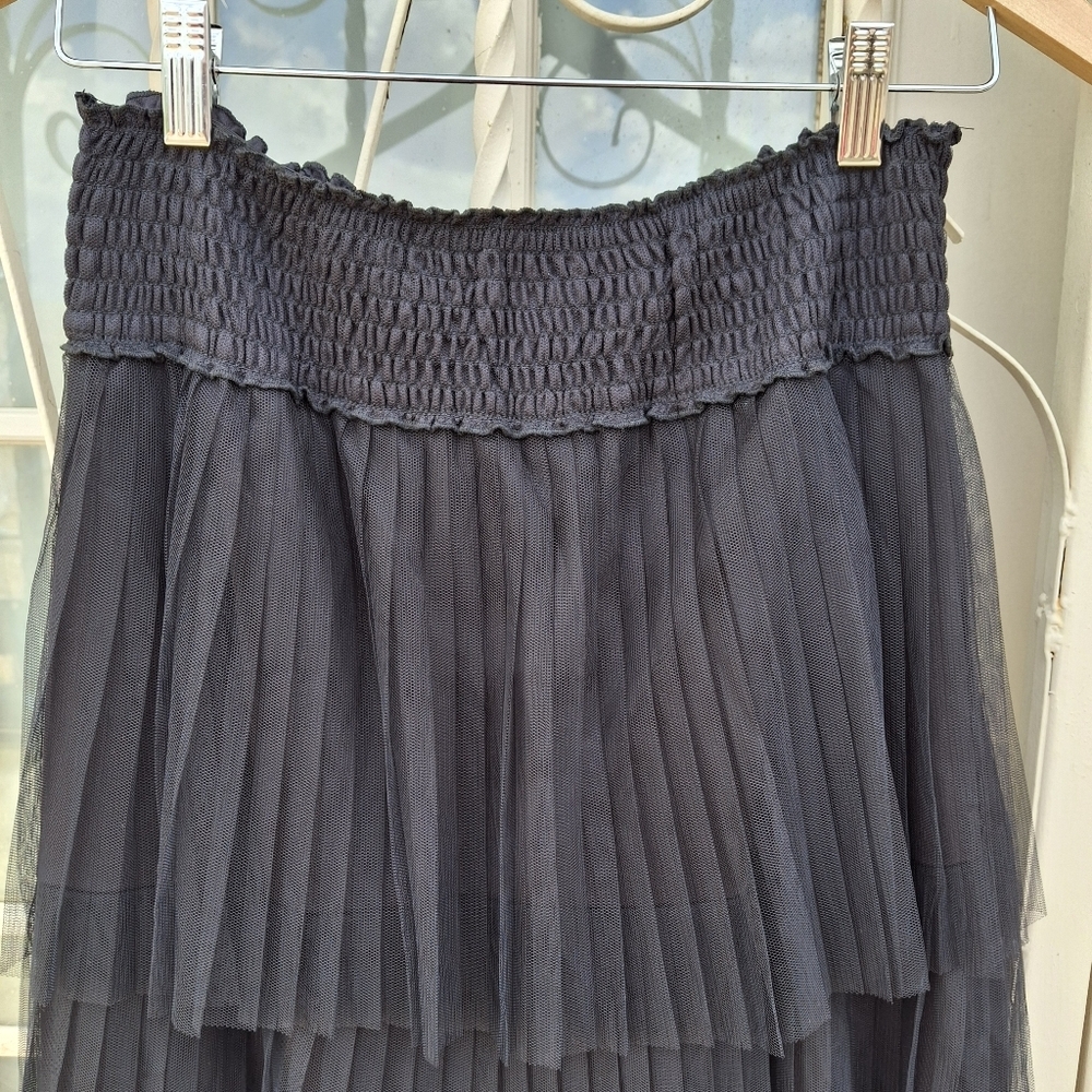 Favlux Ruffled 3-Tier Tulle Midi Black Skirt Women Size Medium - Picture 4 of 14